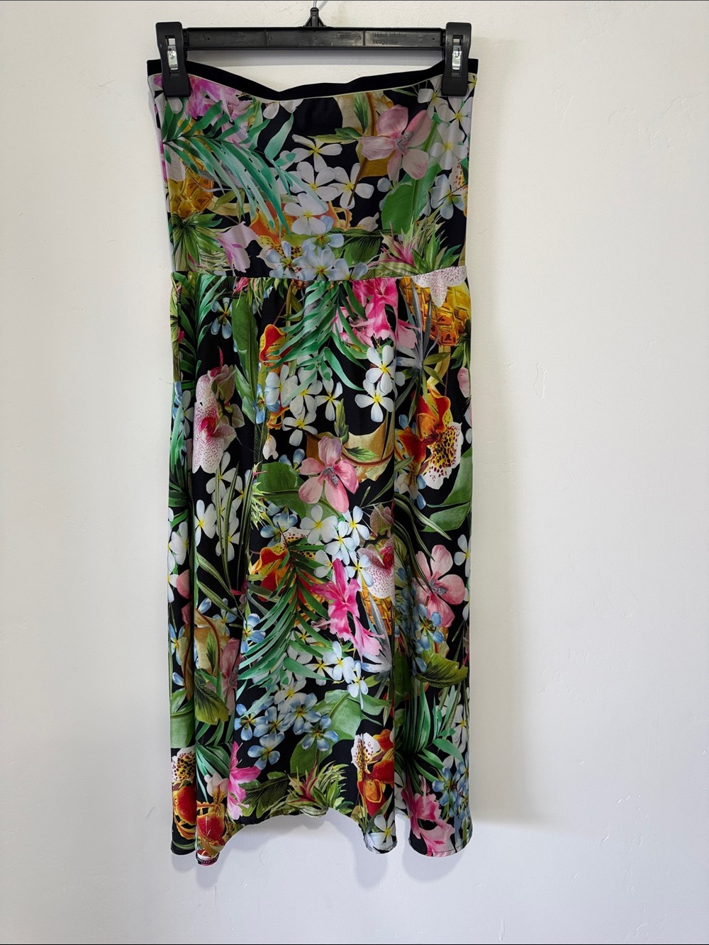 Lise Charmel Strapless Tropical Floral Midi Dress - Black Multi- S